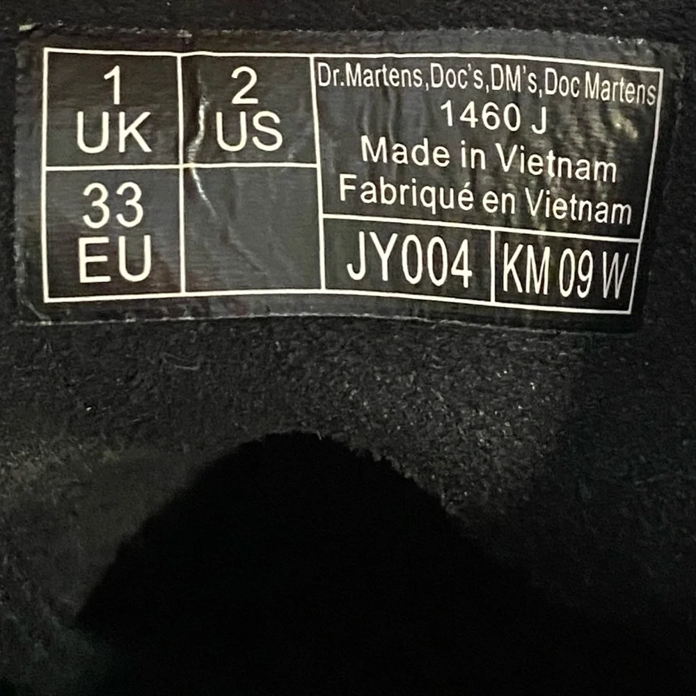 Doc Martens Air Wair 1460J Black Combat Boots Size Kids US 2